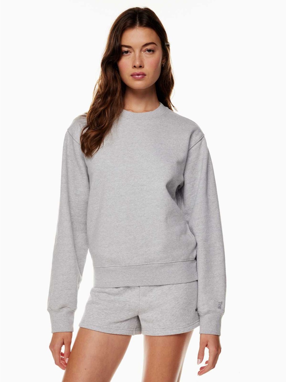 Aritzia TNA Extra Fleece Perfect Crew Sweatshirt - Light Grey Small